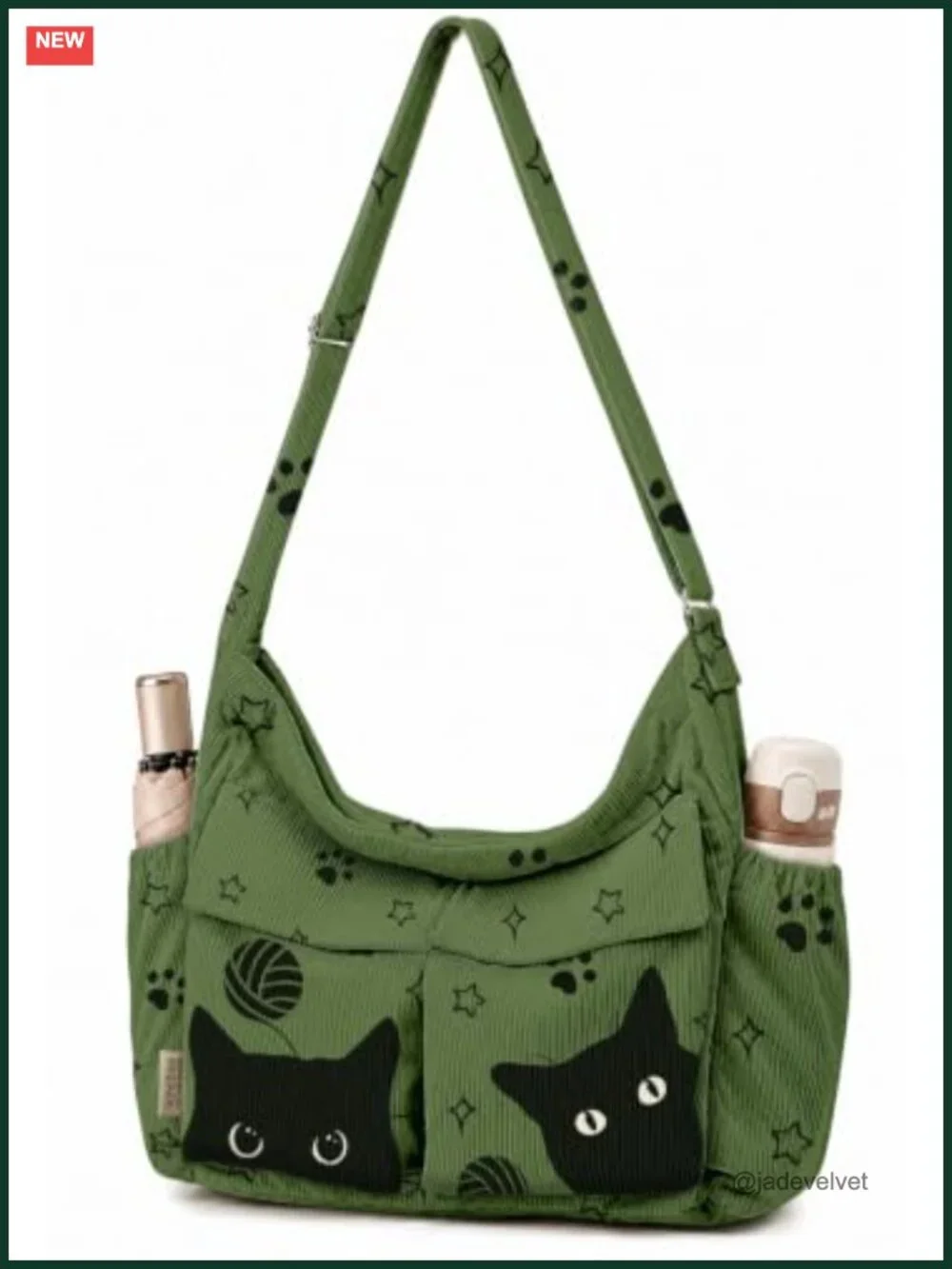 Corduroy Messenger Hobo Bag Crossbody Tote with Adjustable Strap, Fits 15.6
